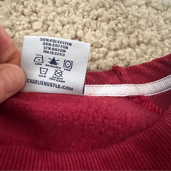 Charlie Hustle Brand Oklahoma Sooners Banner Crewneck Raglan Fleece Sweatshirt - Picture 7 of 8